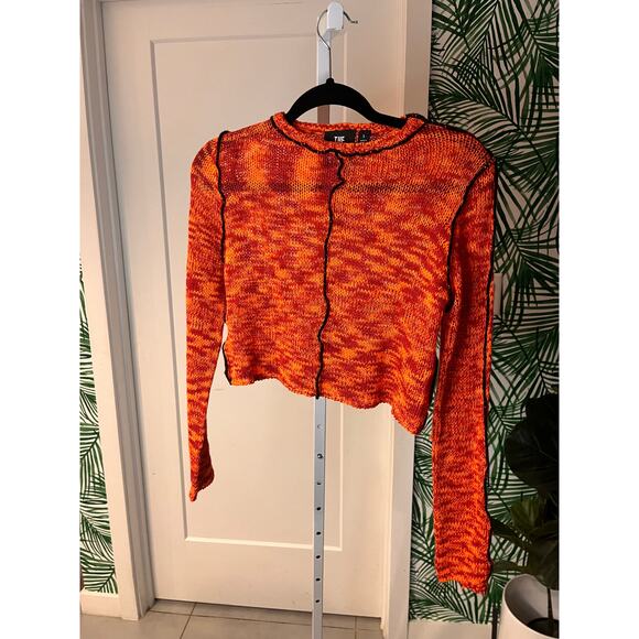NEW Ragged Priest Orange Open Stitch Cropped Knit Top Sz S - Picture 4 of 9